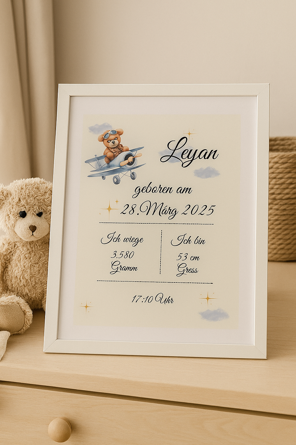 Personalisierter Geburtsdaten-Rahmen (30 × 40 cm)