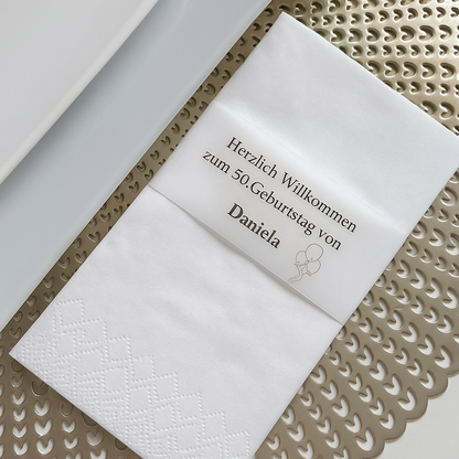 Serviettenbanderolen aus Transparentpapier