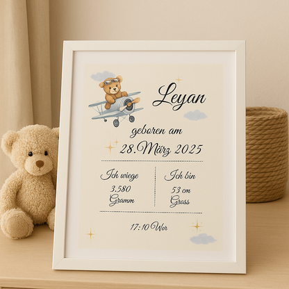 Personalisierter Geburtsdaten-Rahmen (30 × 40 cm)