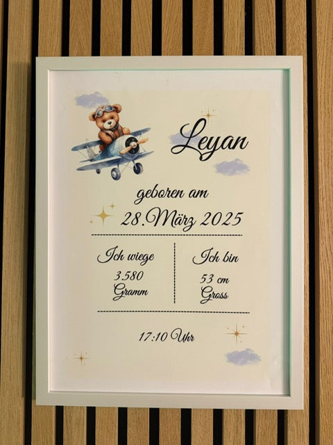 Personalisierter Geburtsdaten-Rahmen (30 × 40 cm)