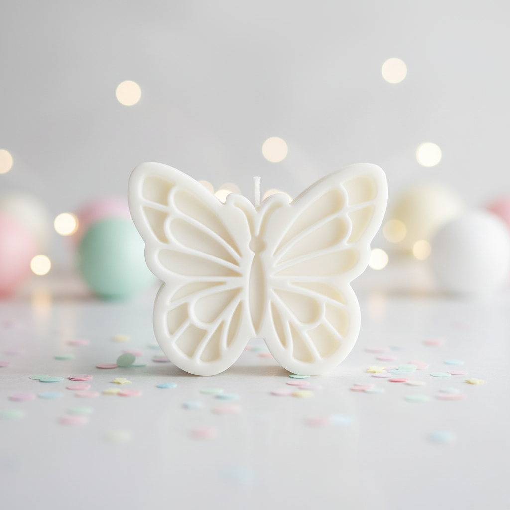 Mini Schmetterling Kerze weiss – Gastgeschenk Schweiz