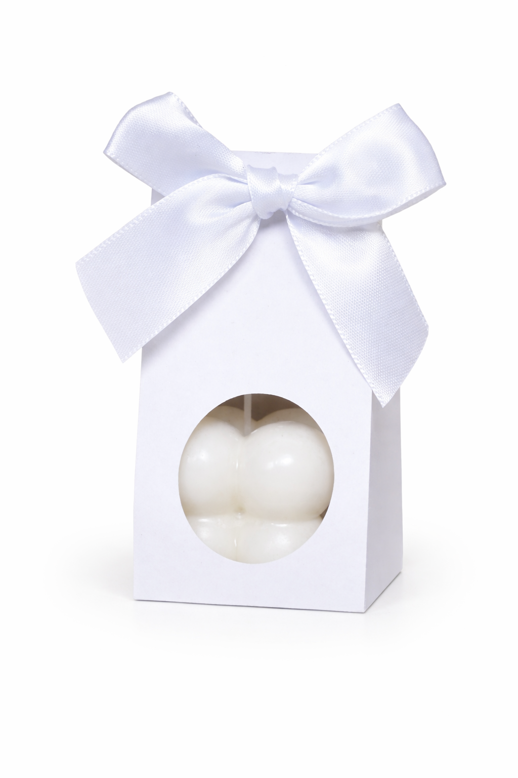 Weiße Kerze in eleganter Geschenkbox mit Schleife, stilvolles Geschenkset für Geburtstag oder besondere Anlässe