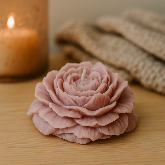 Rosa Rosen Kerze als dekorative Blumenkerze für gemütliche Wohnatmosphäre, elegante Geschenkidee für besondere Anlässe